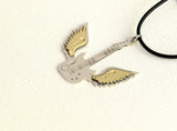 Sterling Silver Winged Guitar with Brass Wings