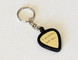 I plucking love you brass guitar pick keychain in Silicon Holder