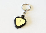 Music clef brass guitar pick keychain in Silicon Holder