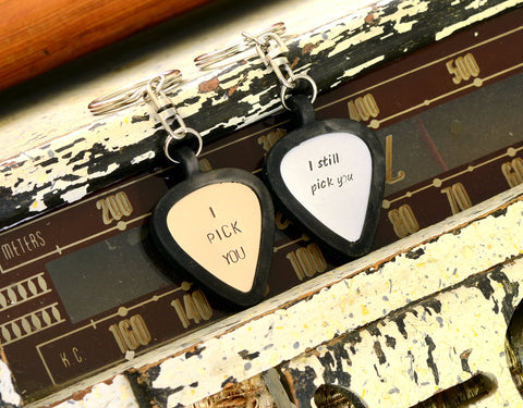 Personalized Guitar Pick Keychains for Couples  – I still pick you – I pick you
