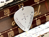 Keychain Guitar Pick with Personalized Latitude Longitude Coordinates