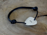 Guitar Pick Bracelet in Sterling Silver with Infinity Symbol and Hammered Pattern