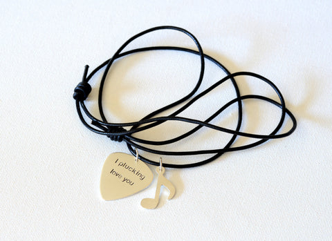 I plucking love you sterling silver guitar pick necklace – Nici's Picks