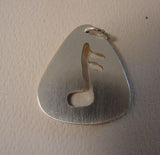 Sterling Silver Guitar Pick Pendant with Music Note Cut Out