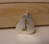 Sterling Silver Guitar Pick Pendant with Music Note Cut Out