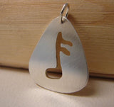 Sterling Silver Guitar Pick Pendant with Music Note Cut Out