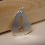 Sterling Silver Guitar Pick Pendant with Music Note Cut Out