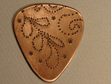 Copper Guitar Pick with Pointism Gone Crazy