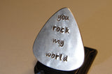 Guitar Pick Sterling Silver with You Rock my World