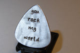Guitar Pick Sterling Silver with You Rock my World