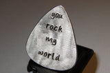 Guitar Pick Sterling Silver with You Rock my World