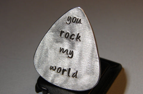 Guitar Pick Sterling Silver with You Rock my World