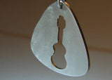 Sterling silver guitar pick pendant with hall of fame cut out
