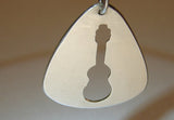 Sterling silver guitar pick pendant with hall of fame cut out