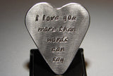heart shaped guitar pick in sterling silver