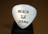 Sterling Guitar Pick Handmade with Rock Star and Skull Stamps