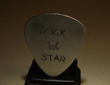 Sterling Guitar Pick Handmade with Rock Star and Skull Stamps