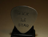 Sterling Guitar Pick Handmade with Rock Star and Skull Stamps