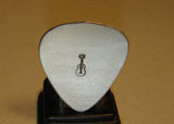 sterling silver guitar pick with guitar stamp