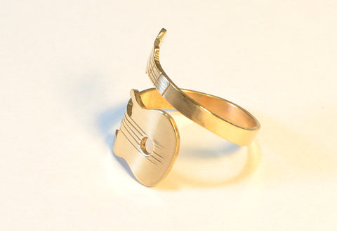 Guitar Bypass Ring Rocking Out in Bronze for Musical Inspiration