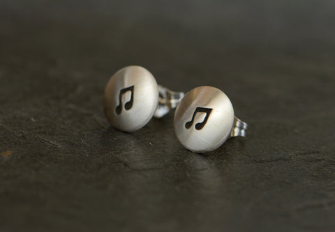 Sterling Silver Music Note Button Earrings for Symphonic Inspiration