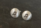 Sterling Silver Music Note Button Earrings for Symphonic Inspiration