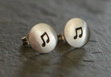 Sterling Silver Music Note Button Earrings for Symphonic Inspiration