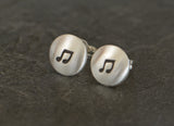 Sterling Silver Music Note Button Earrings for Symphonic Inspiration