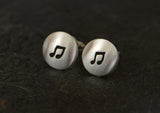 Sterling Silver Music Note Button Earrings for Symphonic Inspiration
