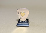Sterling silver guitar pick with I Pick You and brass heart