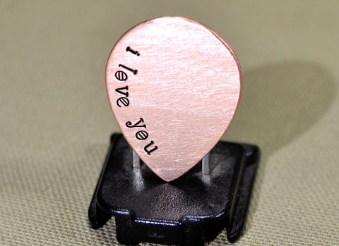 I love you teardrop copper guitar pick