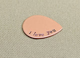 I love you teardrop copper guitar pick