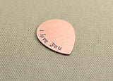I love you teardrop copper guitar pick
