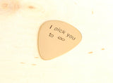 Infinity Guitar Pick in Bronze for Everlasting Love and Hand Stamped with I Pick You