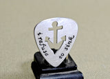 Refuse to sink sterling silver guitar pick with anchor cut out