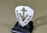 Refuse to sink sterling silver guitar pick with anchor cut out
