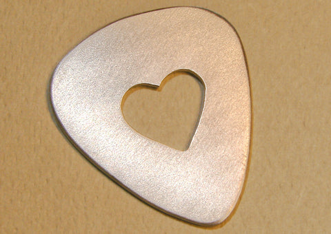 Heart shaped guitar pick in aluminum for you to personalize