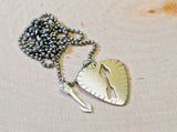 Sterling silver guitar pick necklace with arrow pendant