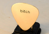Bitch Guitar Pick in Bronze for a Riot Girl