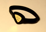 Guitar Pick Holder Wrist Band with Custom Bronze I Pick You Guitar Pick or any Message of your Choosing
