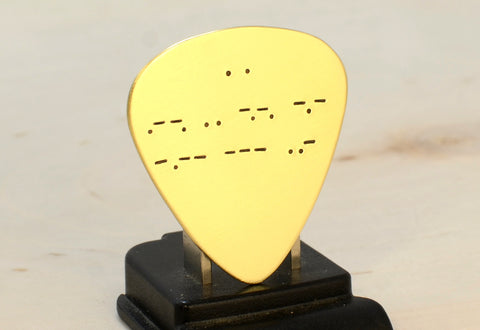 Morse Code Brass Guitar Pick with Personalized Message