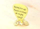 Brass Guitar Pick with String Me Up, Pluck Me Hard, All Night Long