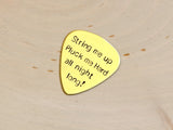 Brass Guitar Pick with String Me Up, Pluck Me Hard, All Night Long