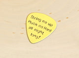 Brass Guitar Pick with String Me Up, Pluck Me Hard, All Night Long
