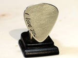 Sterling silver guitar pick with a fancy I love you for Valentines Day