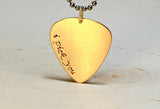 Golden Bronze Guitar Pick Necklace with I Pick You