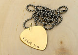 Golden Bronze Guitar Pick Necklace with I Pick You