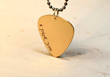 Golden Bronze Guitar Pick Necklace with I Pick You