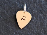 Bronze guitar pick charm handmade with a musical touch