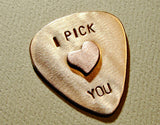Bronze Guitar Pick with I Pick You and Special Copper Heart